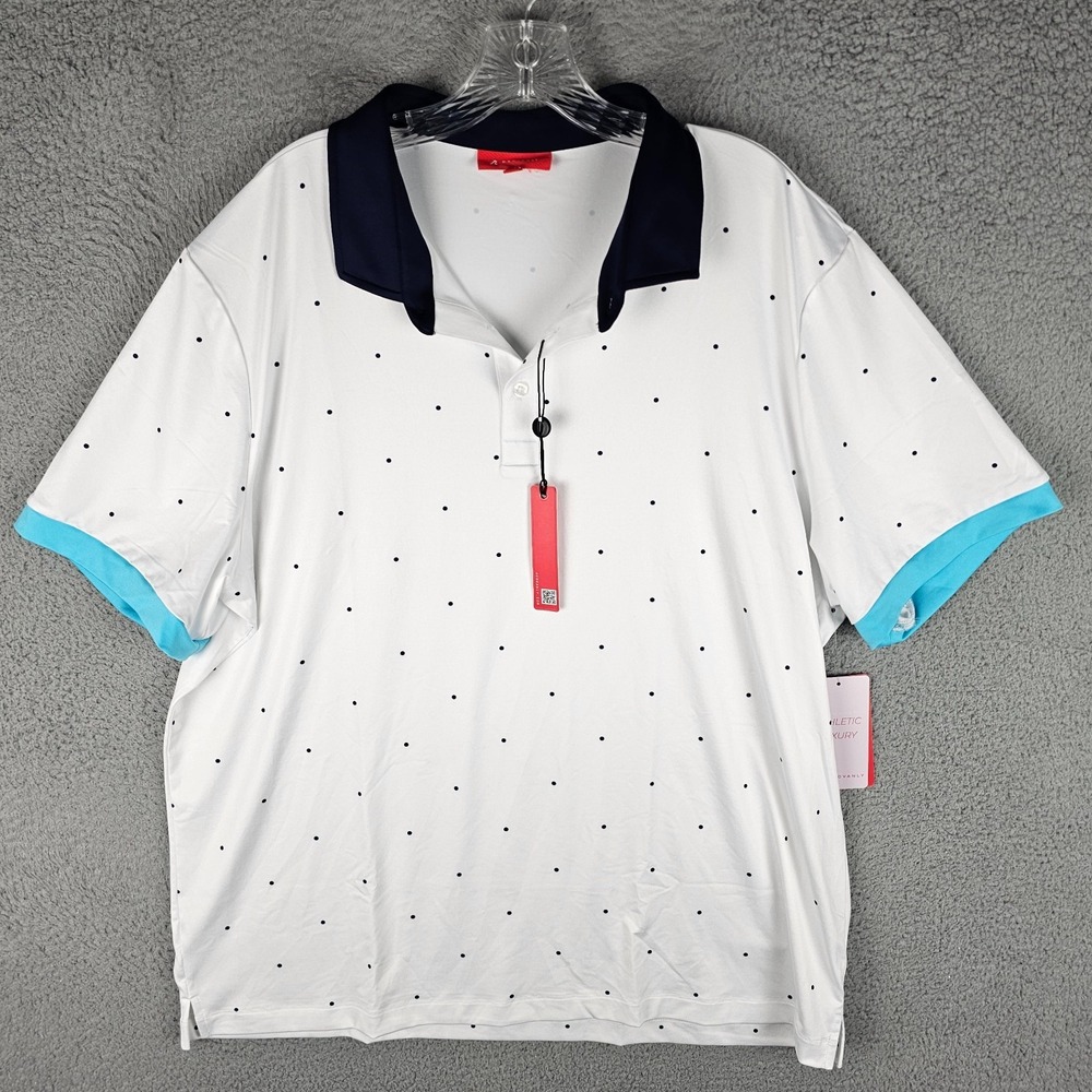 Redvanly Ramey Polo Shirt Men 2XL Polka Dot 4-Way Stretch Golf Performance R2516